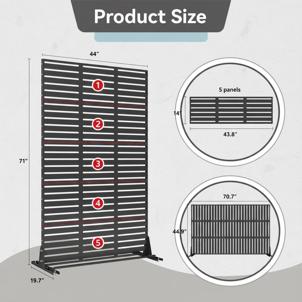 5-Panel Metal Privacy Screen