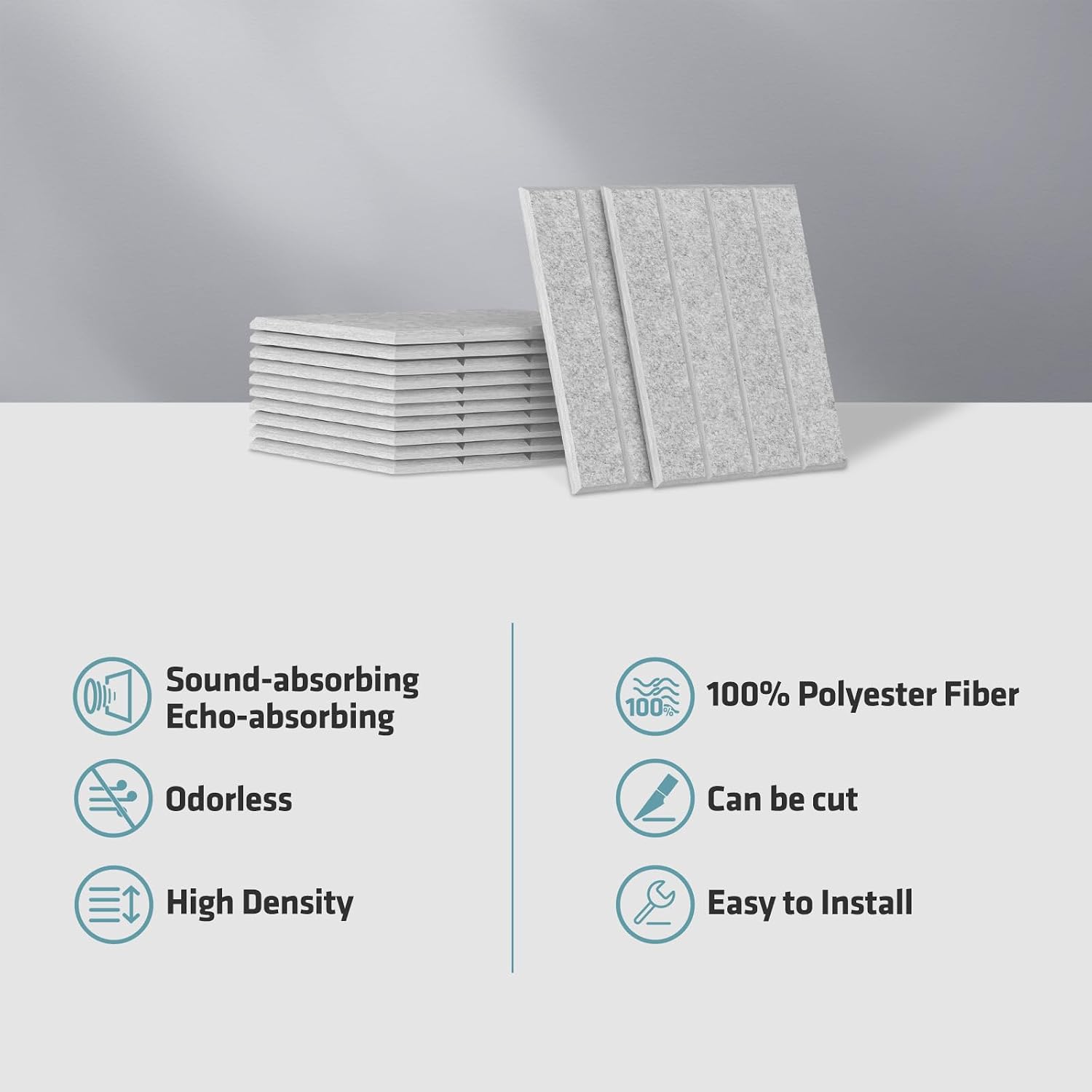 12 Pack Silver Grey Acoustic Panels