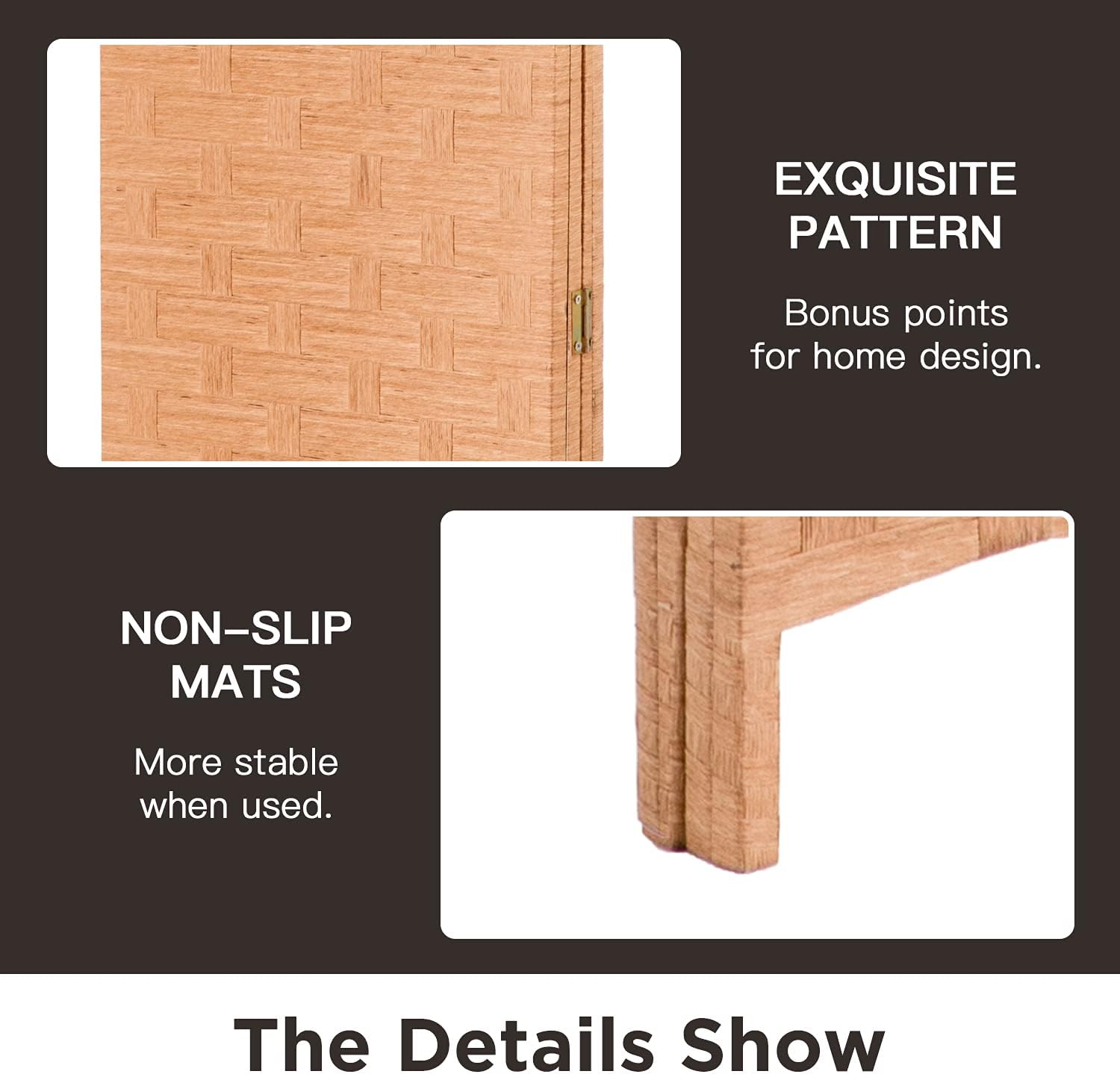 4 Panel Wood Mesh Room Divider