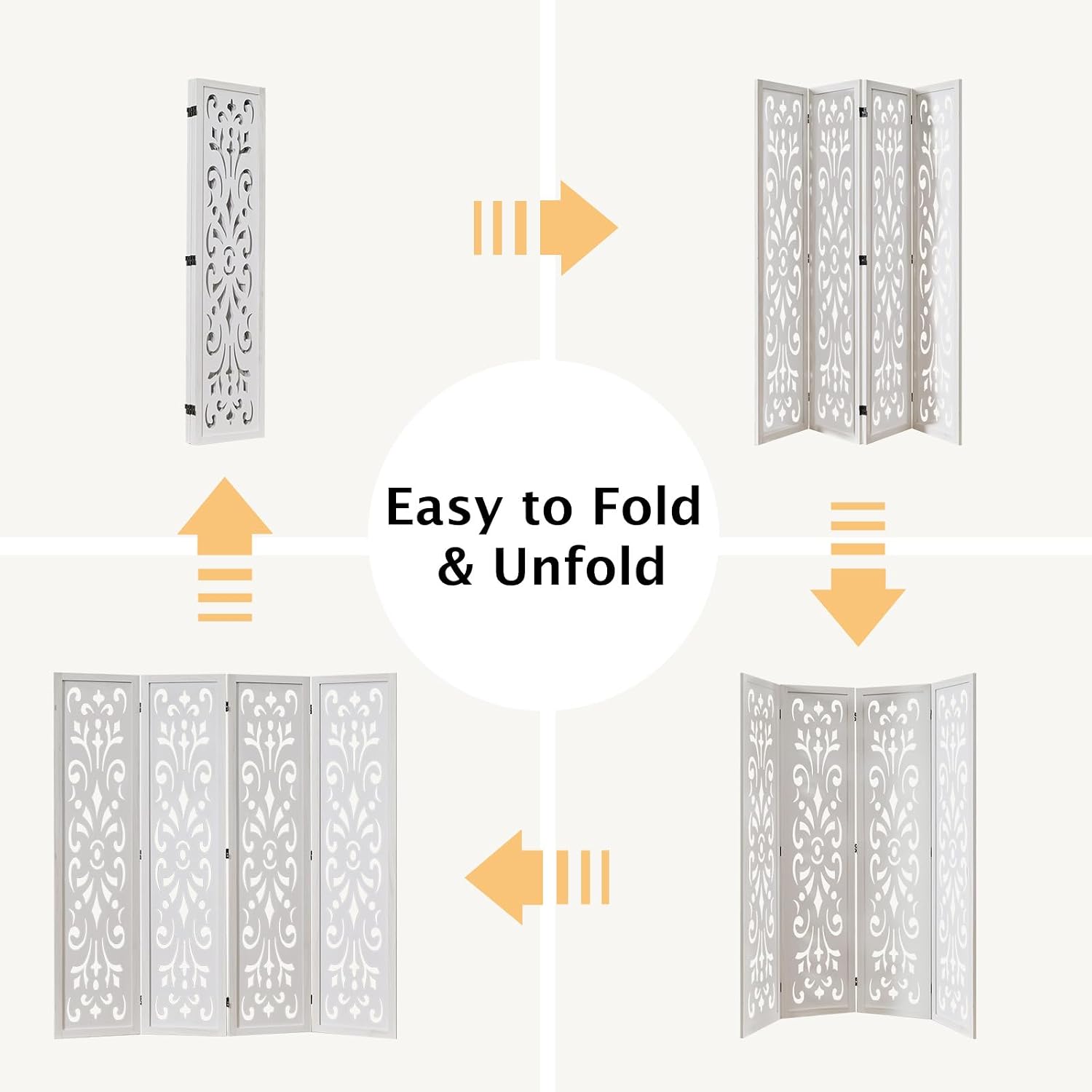 4-Panel Carved Wooden Room Divider