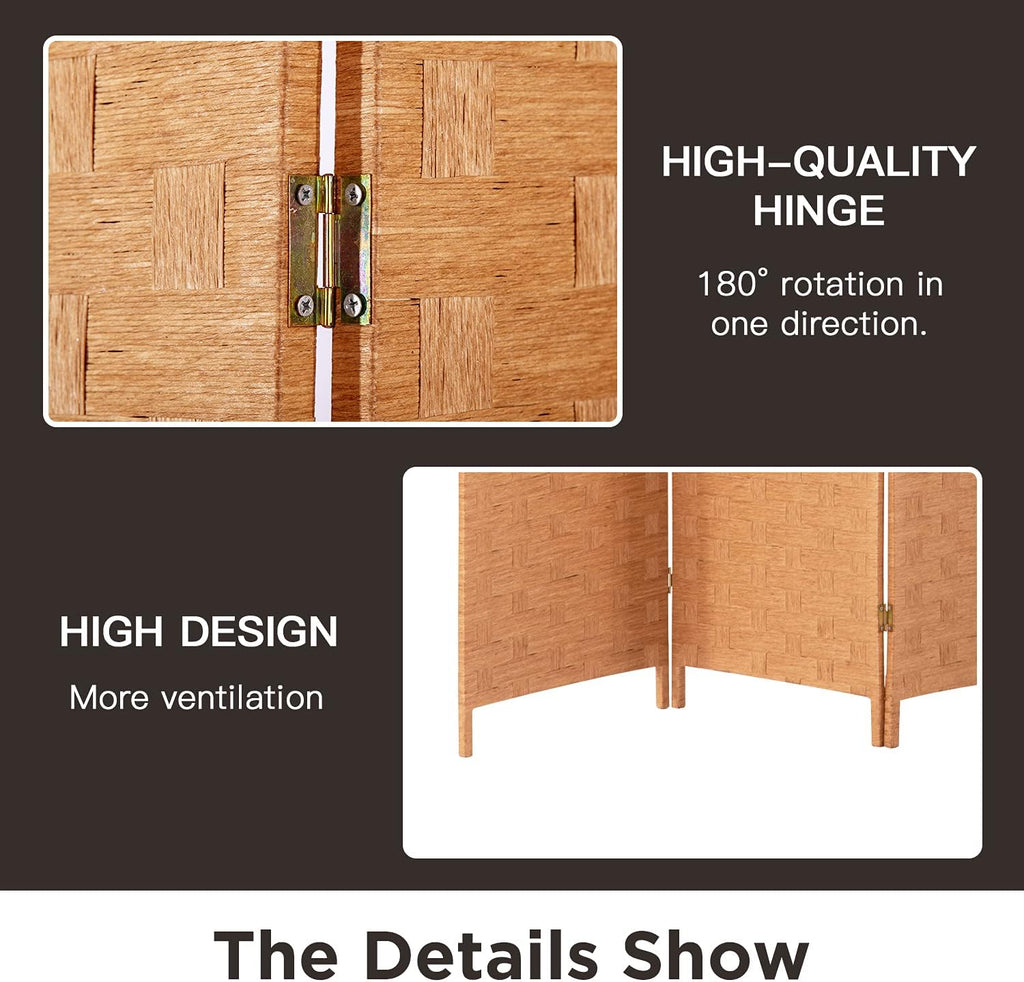 4 Panel Wood Mesh Room Divider