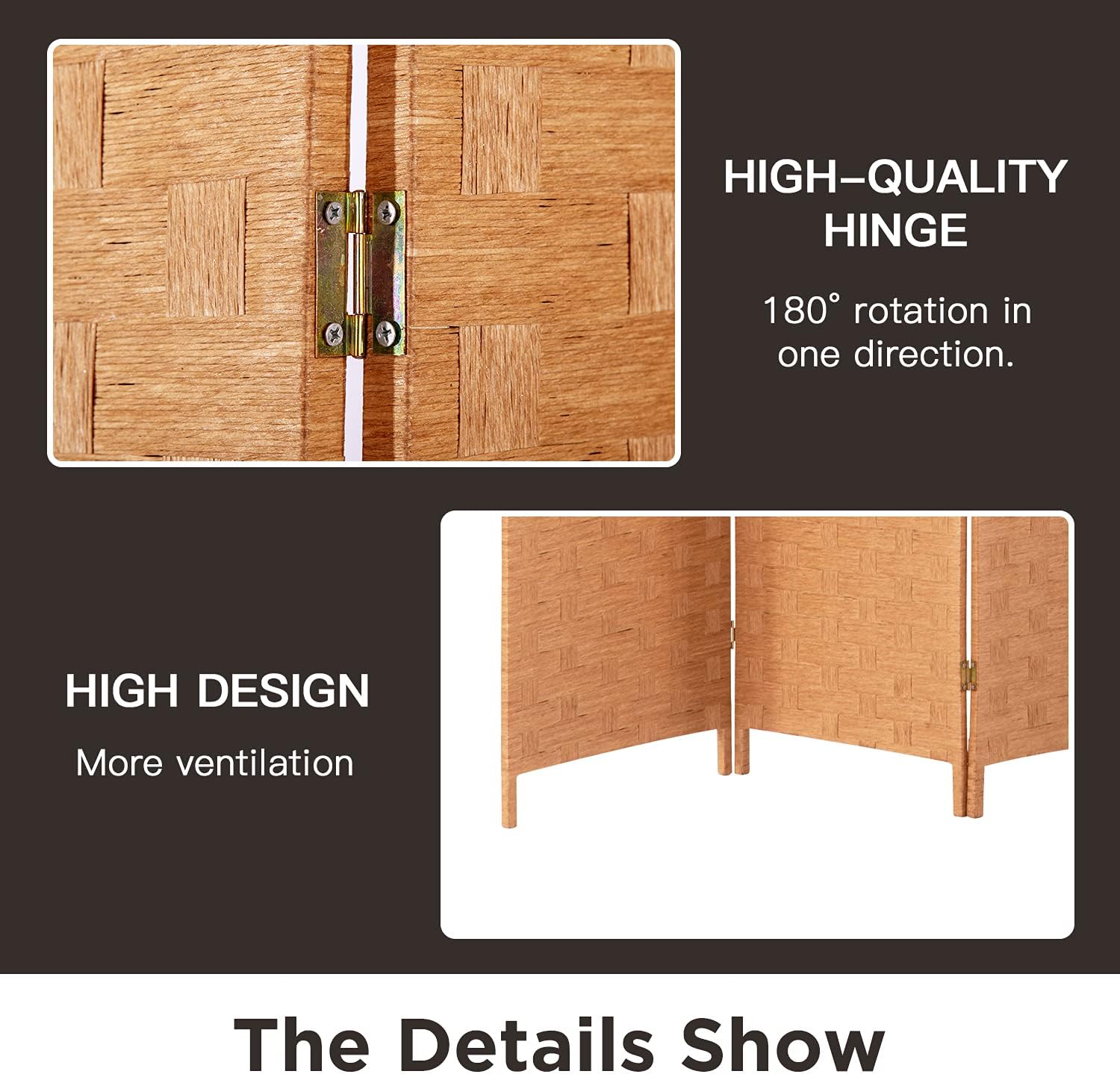 4 Panel Wood Mesh Room Divider