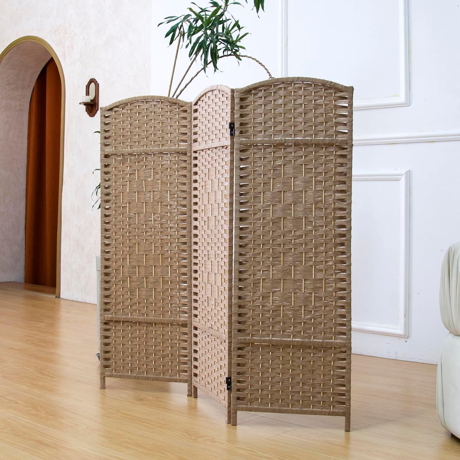 3 Panel Short Rattan Room Divider