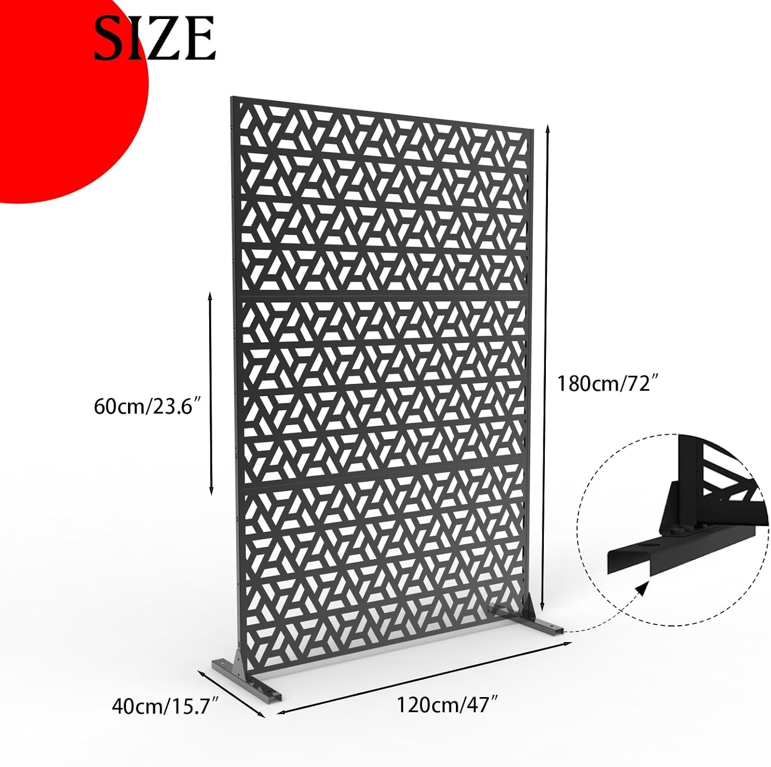 3-Panel Freestanding Metal Privacy Screen
