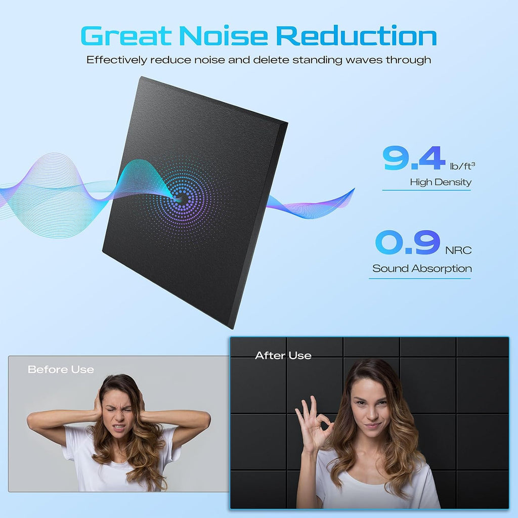 12 Pack Black Acoustic Wall Panels