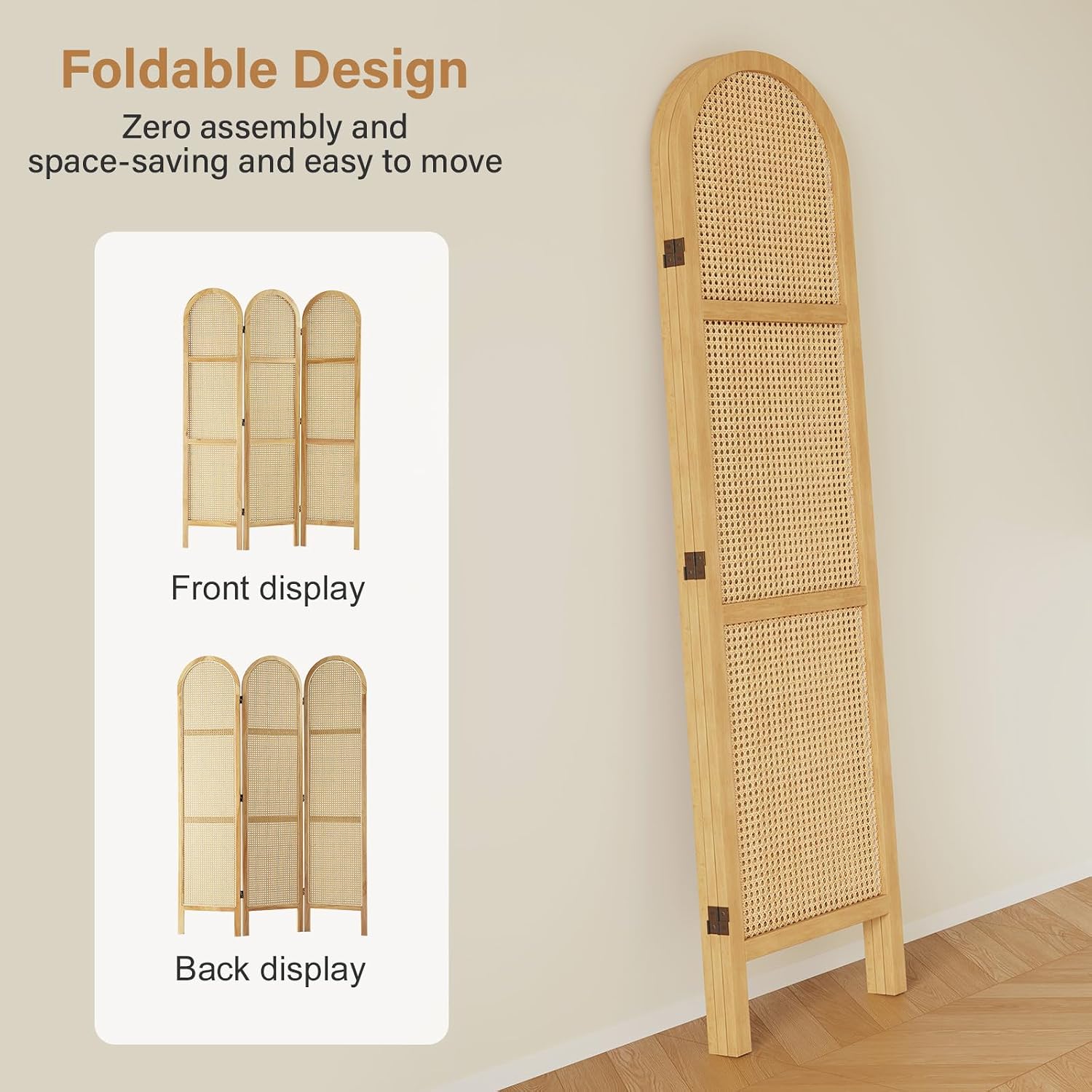 3 Panel Rattan Room Divider