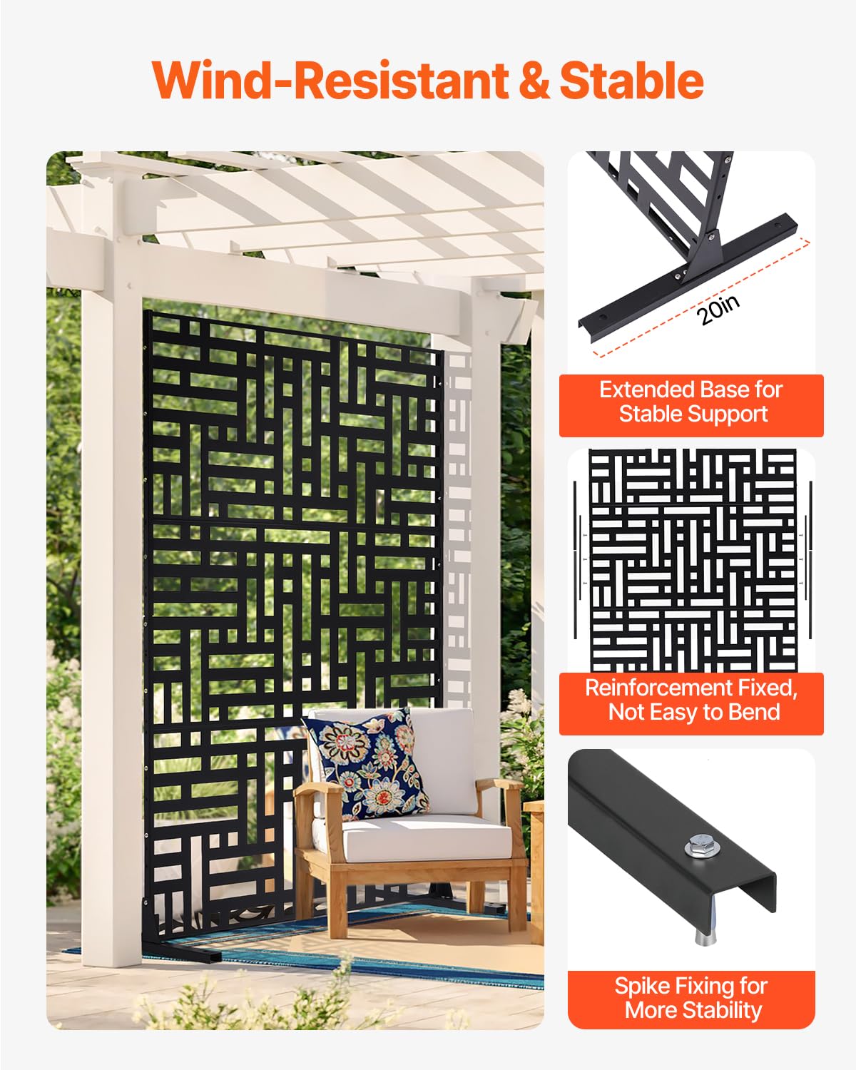 3-Panel Metal Privacy Screen