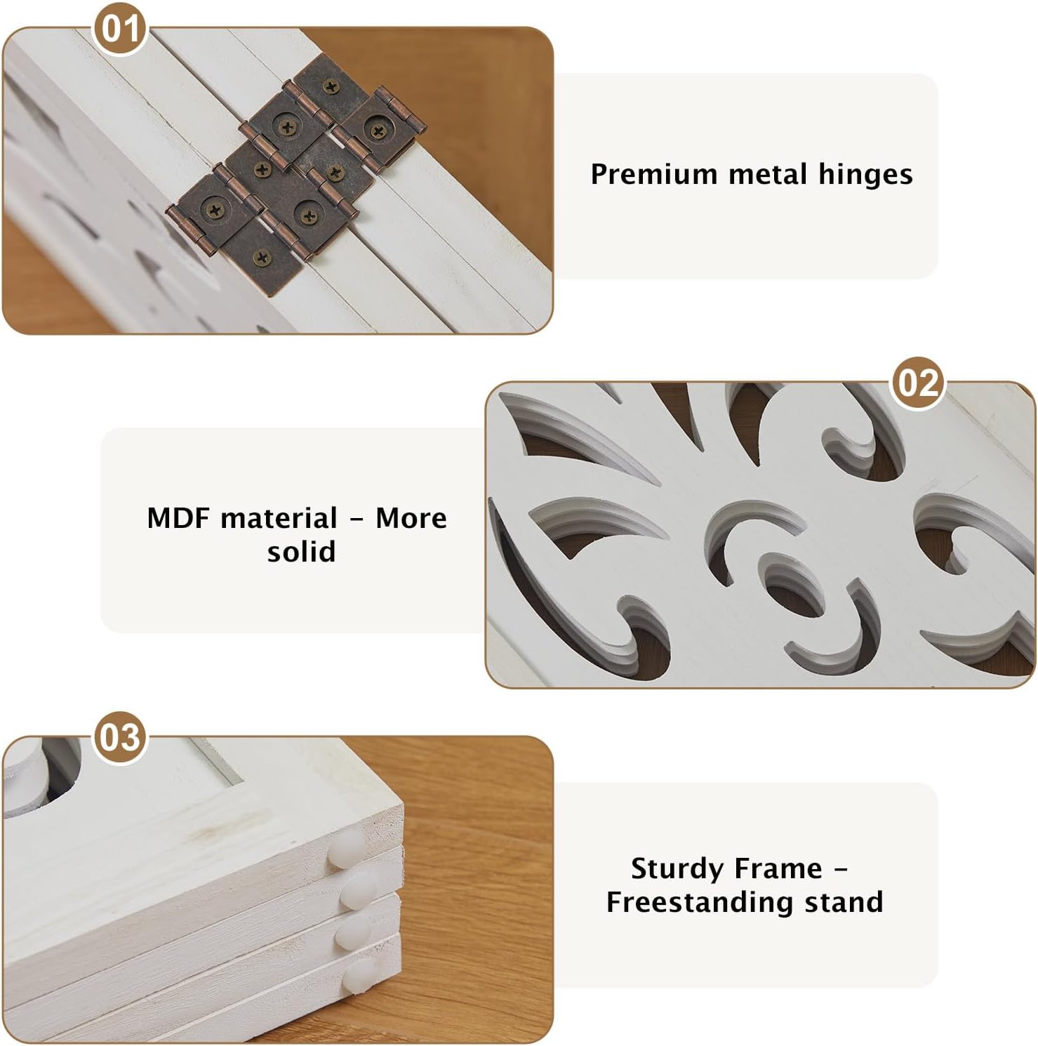 4-Panel Carved Wooden Room Divider