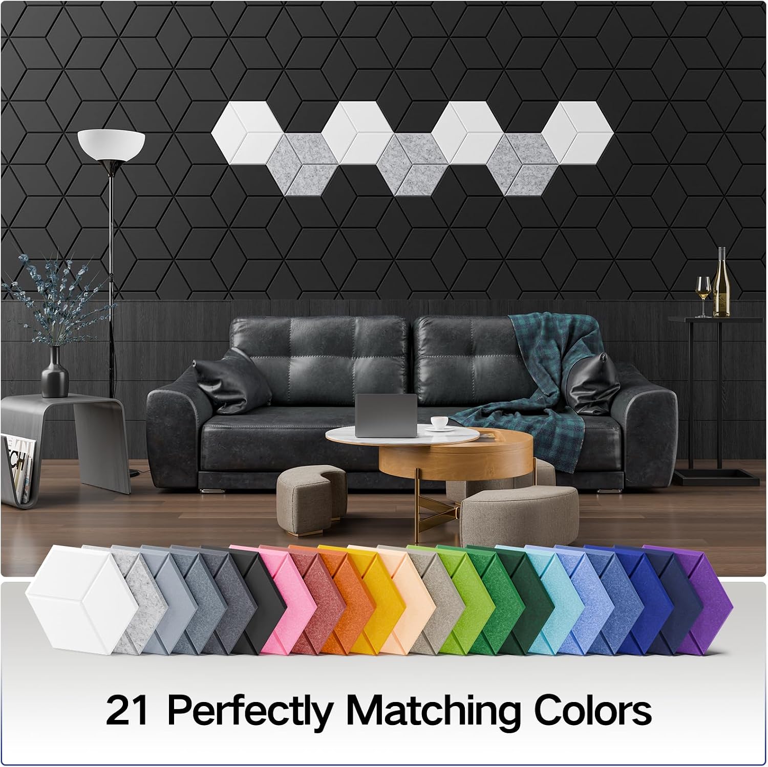 12 Pack Black Self-Adhesive Acoustic Panels