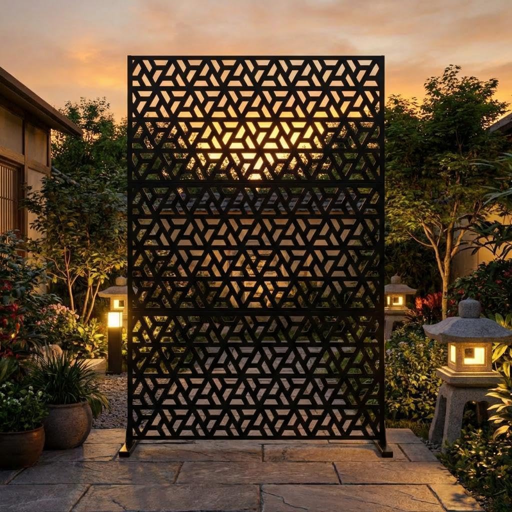 3-Panel Freestanding Metal Privacy Screen