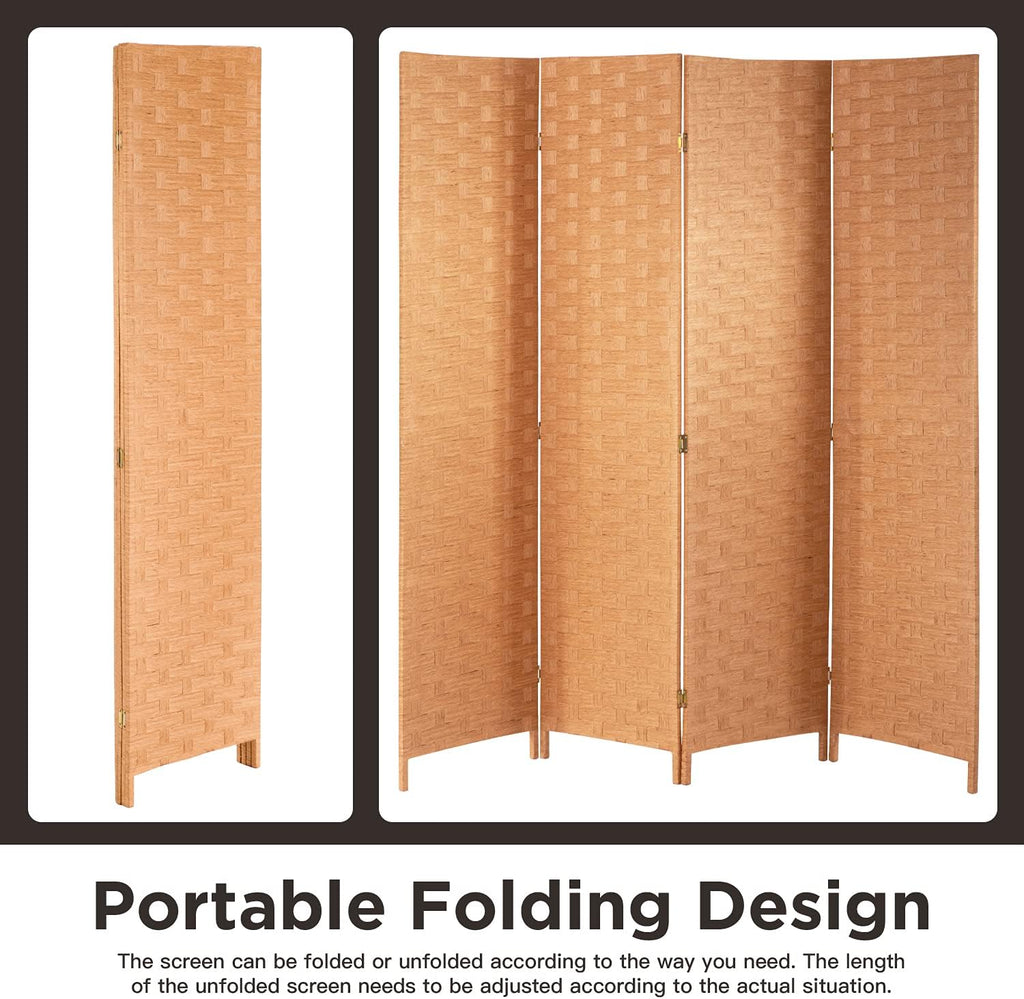 4 Panel Wood Mesh Room Divider