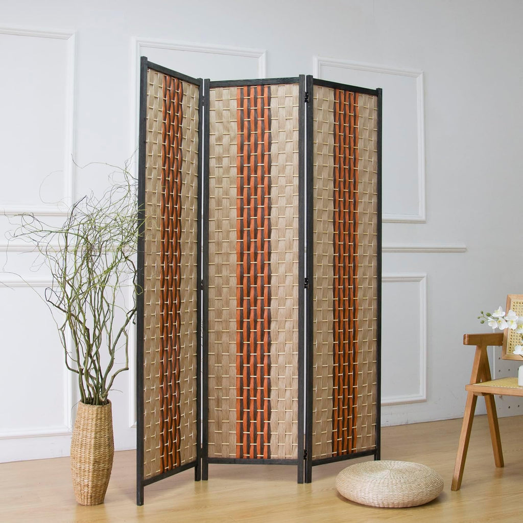 3 Panel Blackout Rattan Room Divider