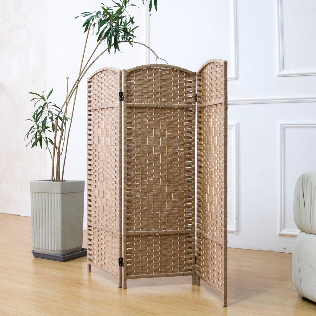 3 Panel Short Rattan Room Divider