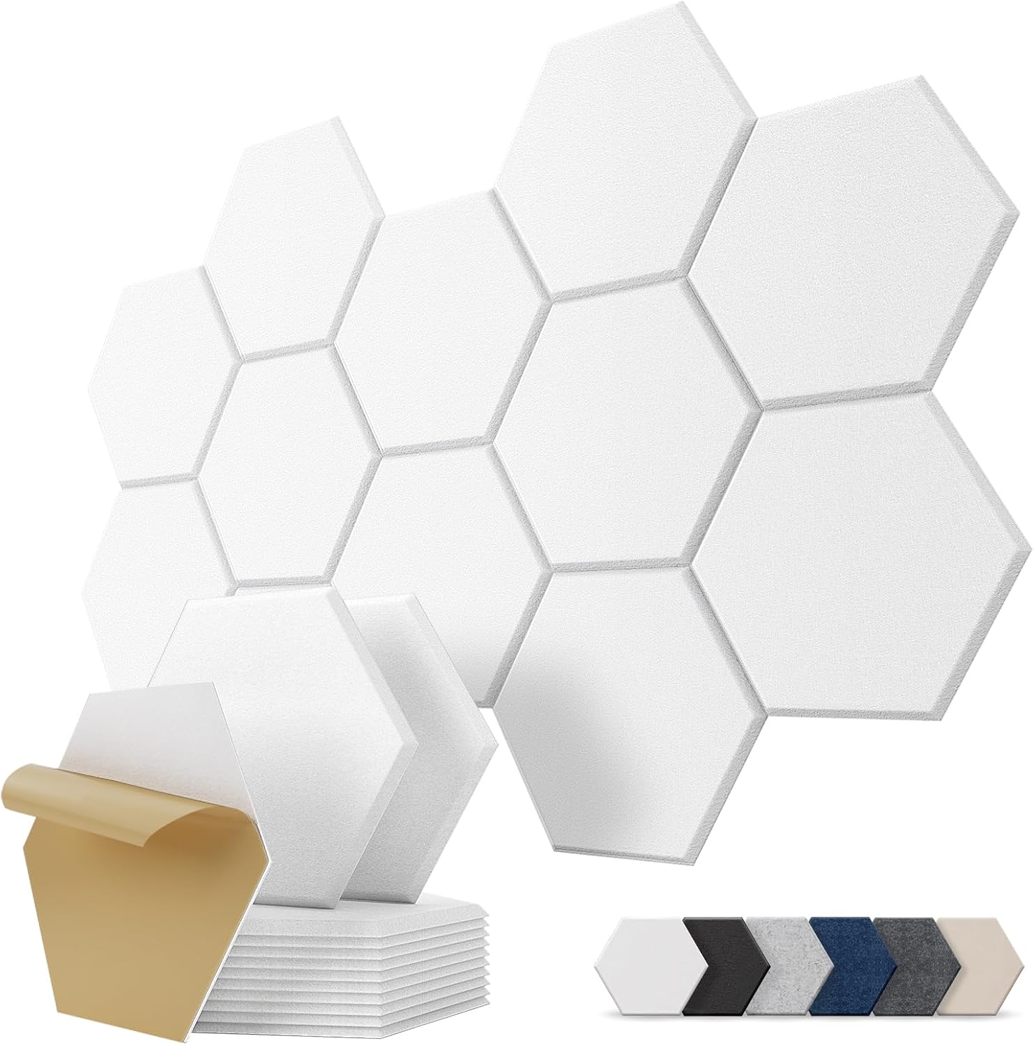 12 Pack Hexagon White Acoustic Panels