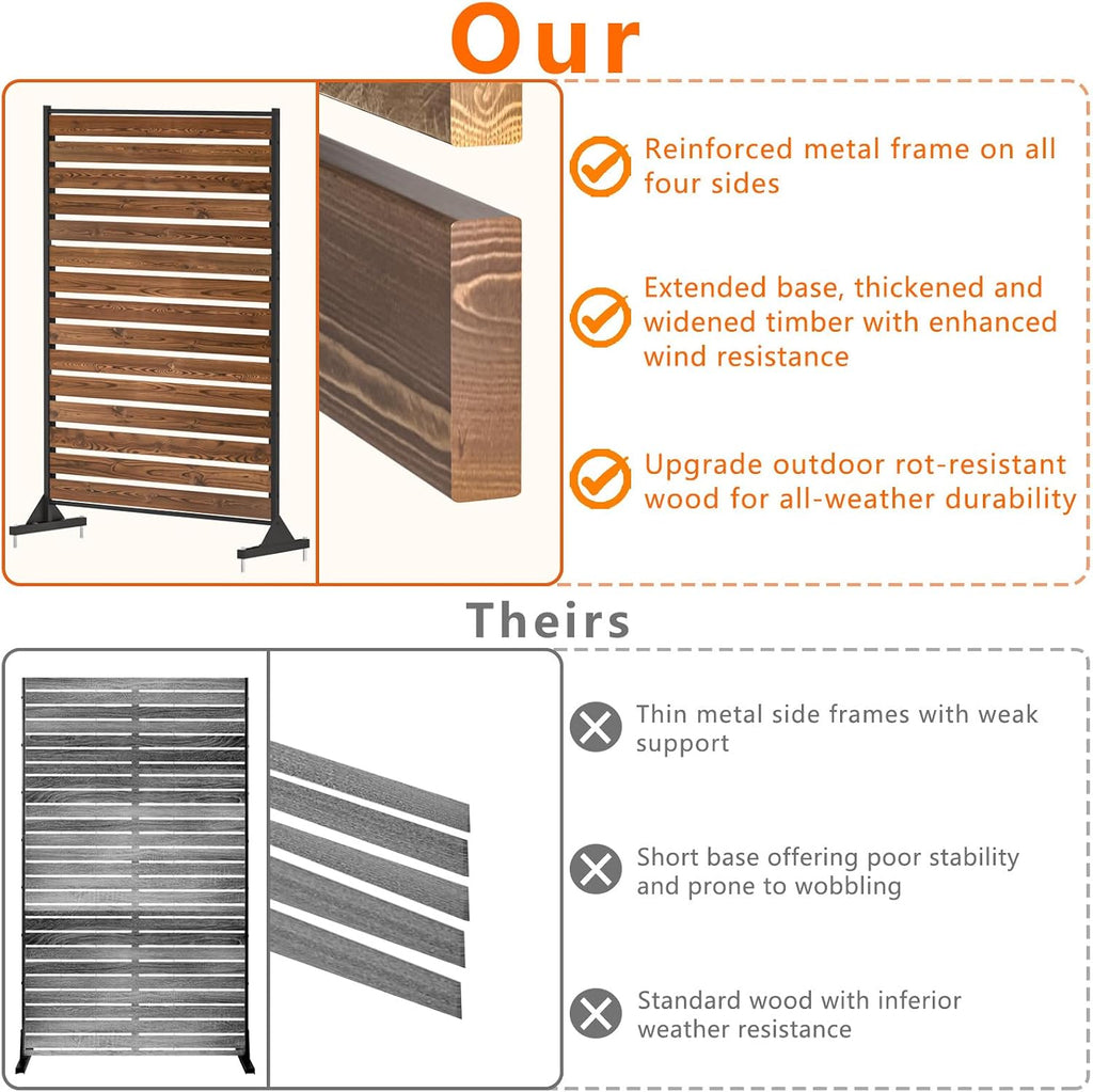 6FT Freestanding Wooden Privacy Screen
