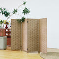 4 Panel Short Rattan Room Divider