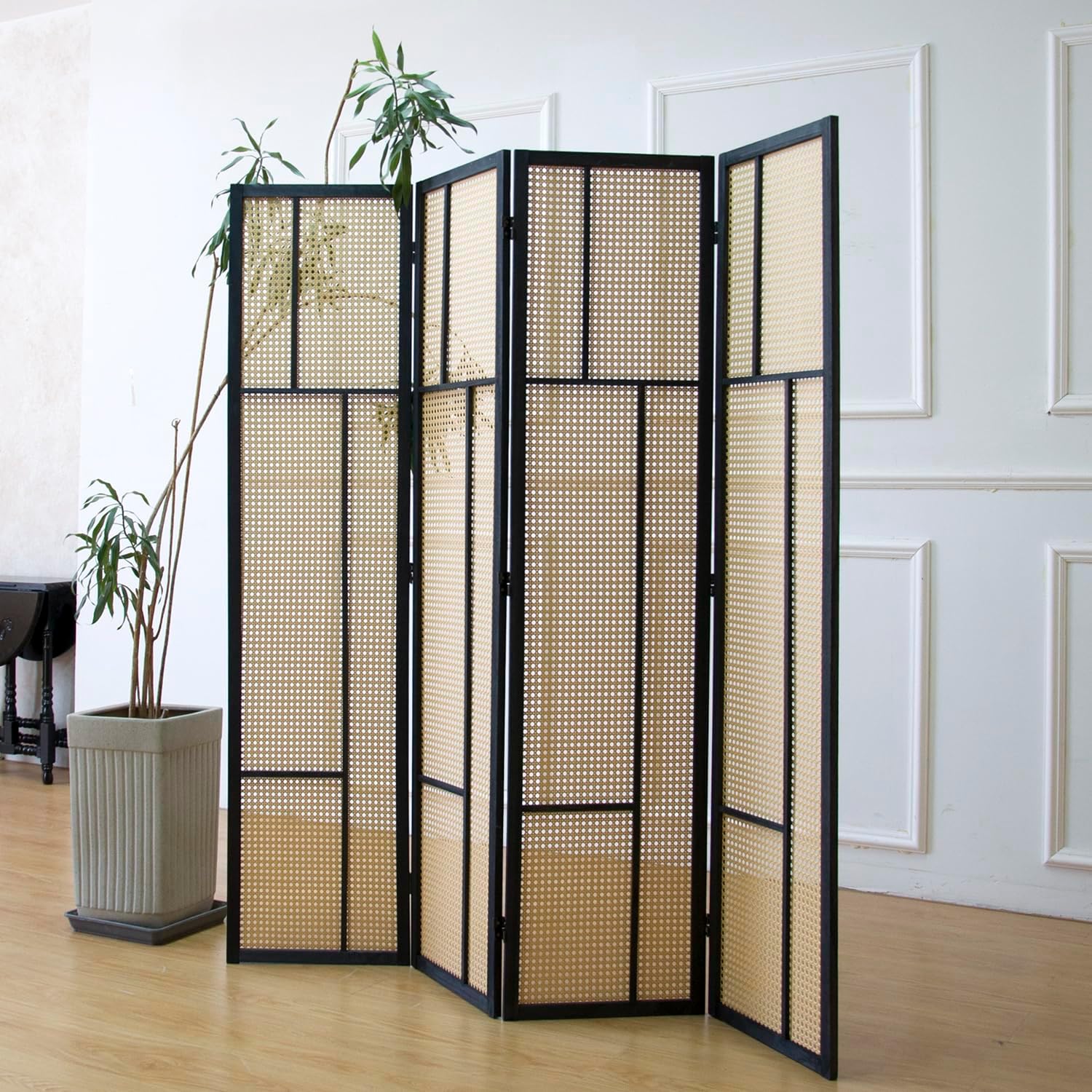 4 Panel Rattan Room Divider
