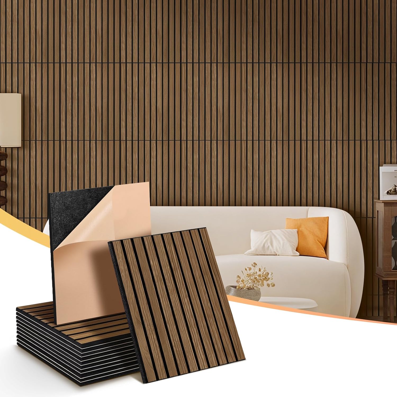 12 Pack Walnut Acoustic Wall Panels