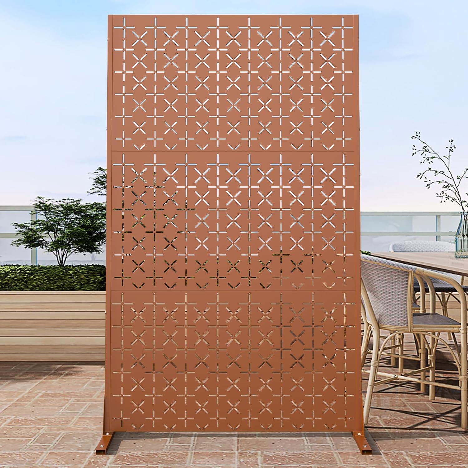 6FT Freestanding Metal Privacy Screen