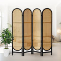 4 Panel Black Rattan Room Divider