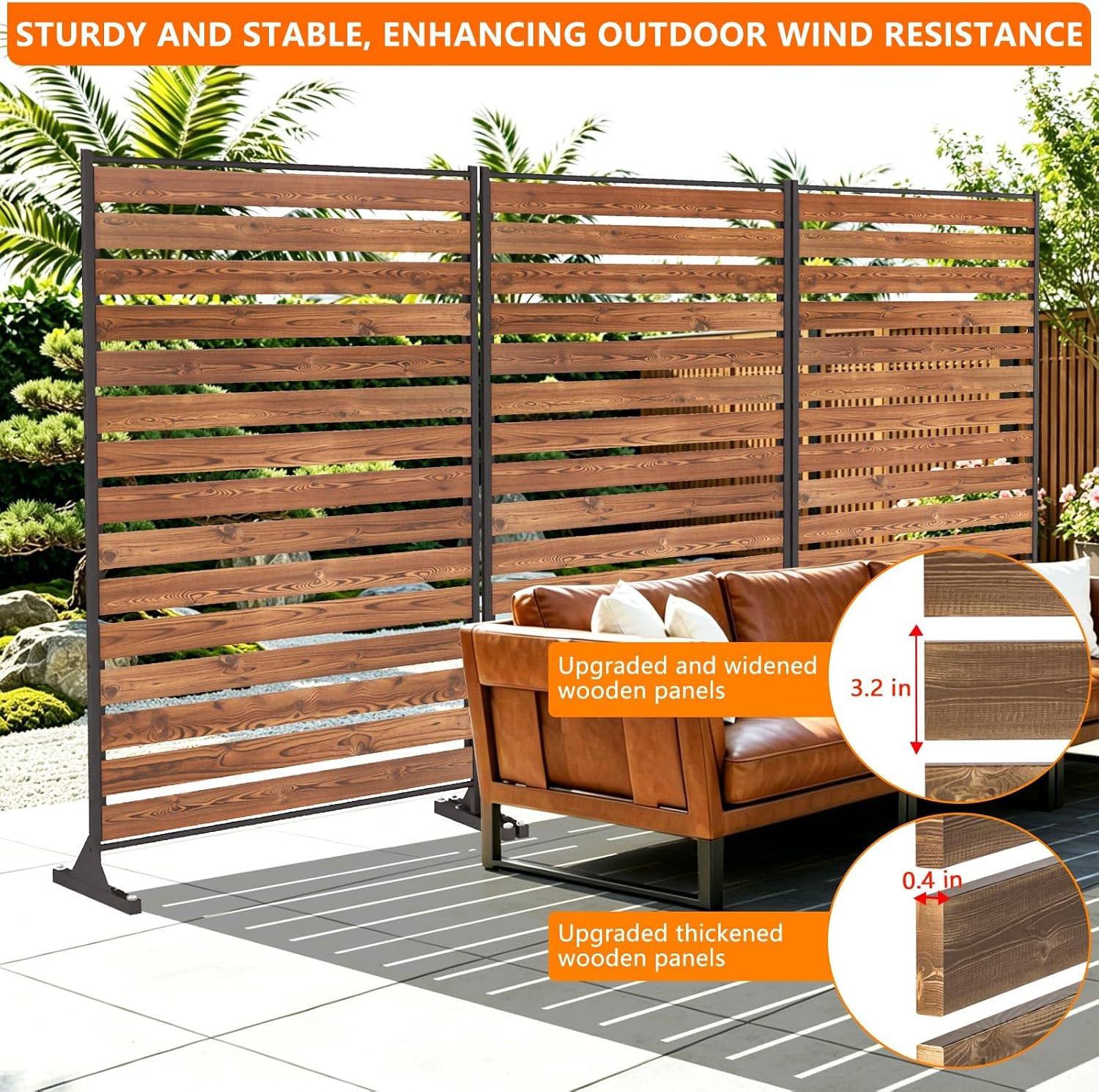 6FT Freestanding Wooden Privacy Screen