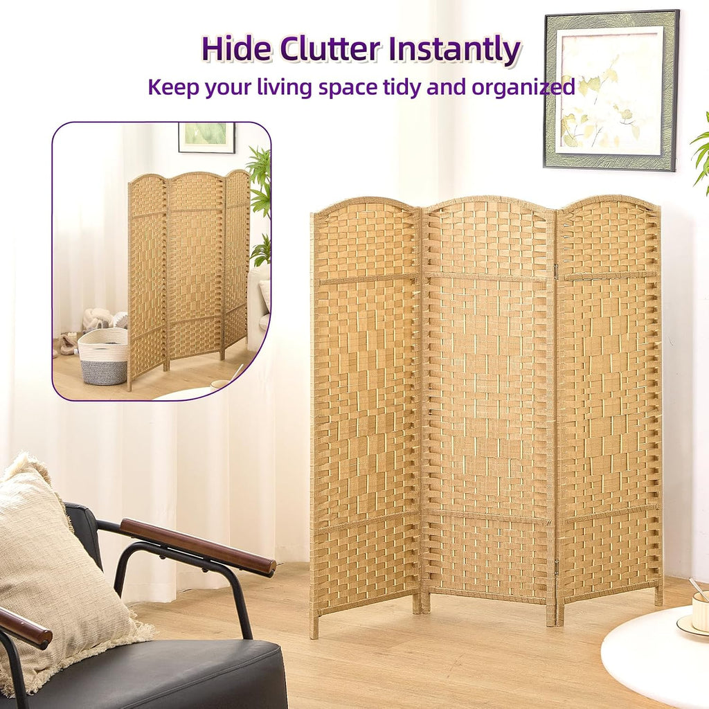 Folding Rattan Style Short Room Divider