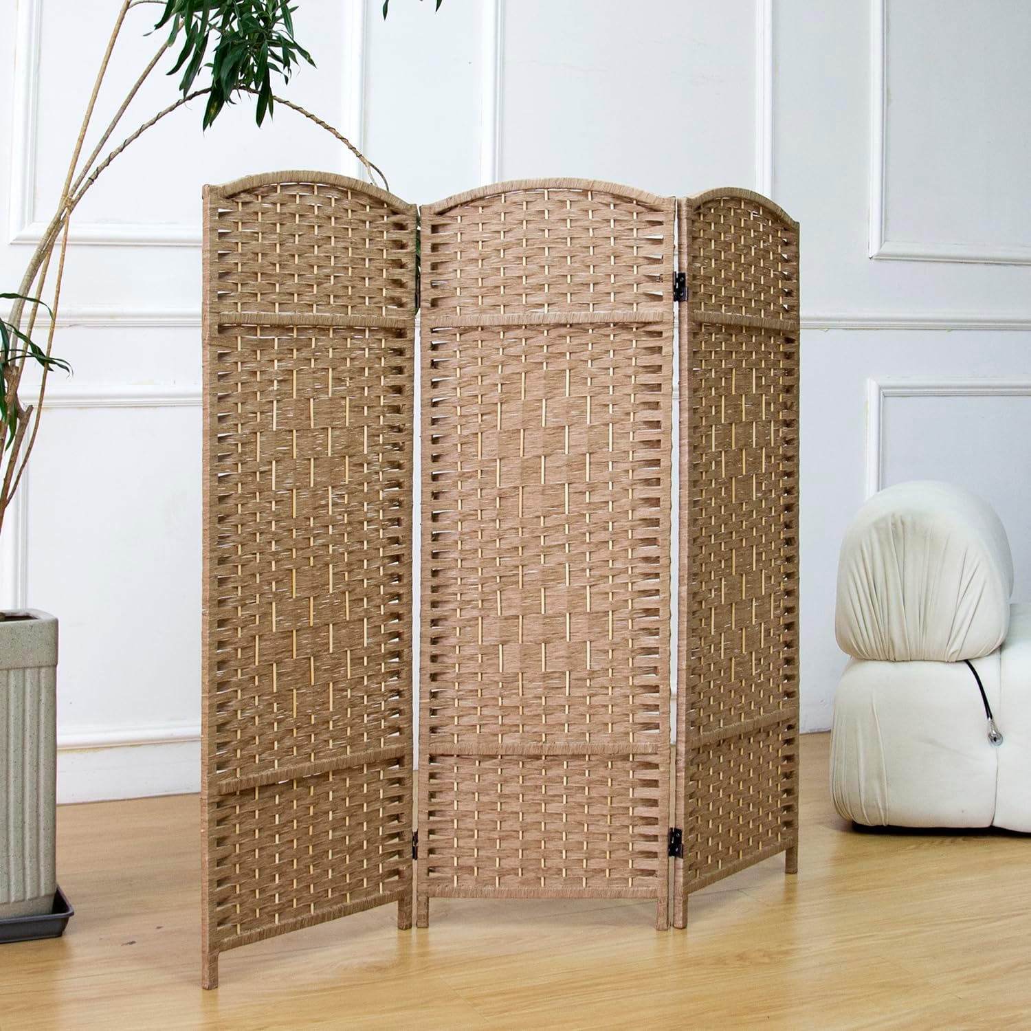 3 Panel Short Rattan Room Divider