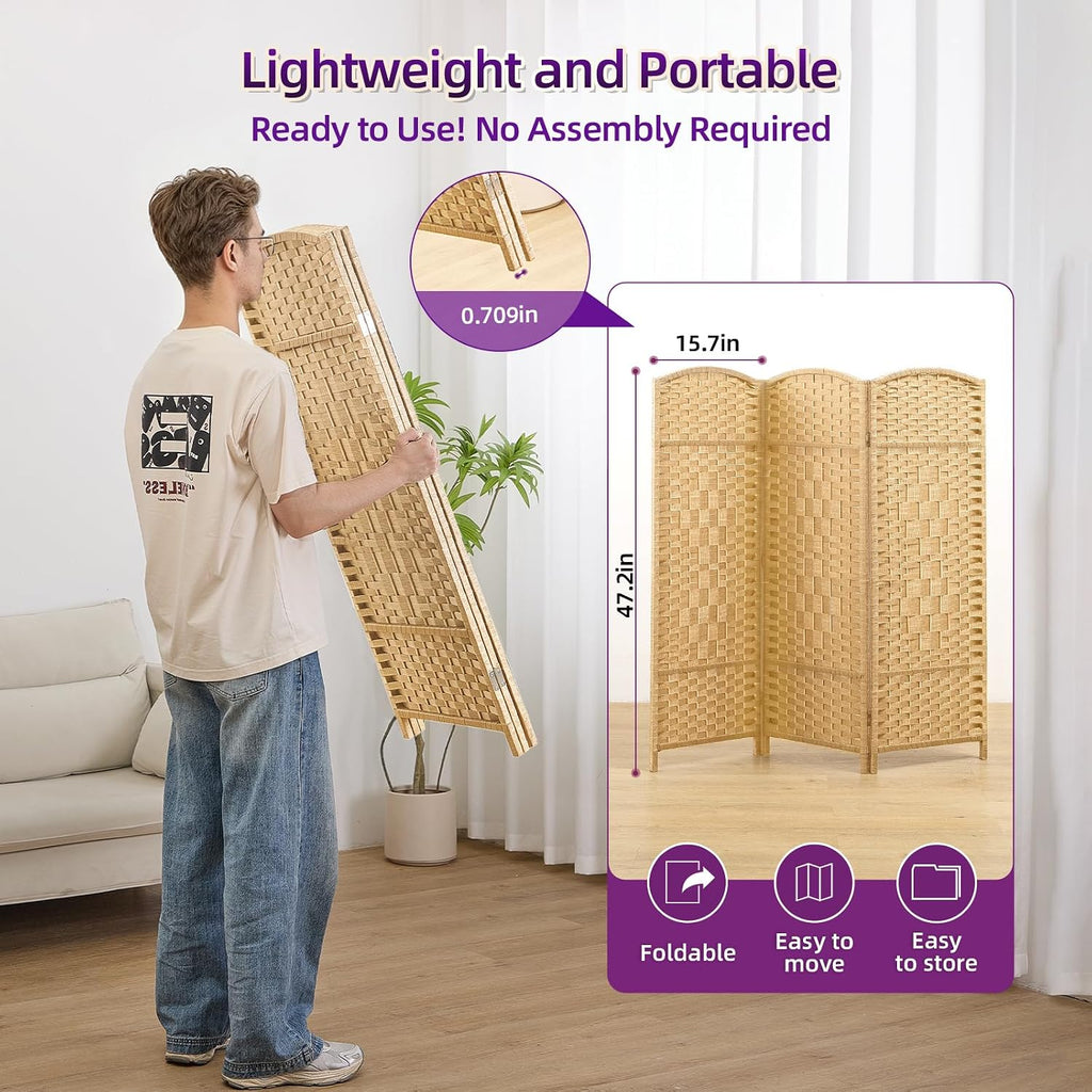 Folding Rattan Style Short Room Divider