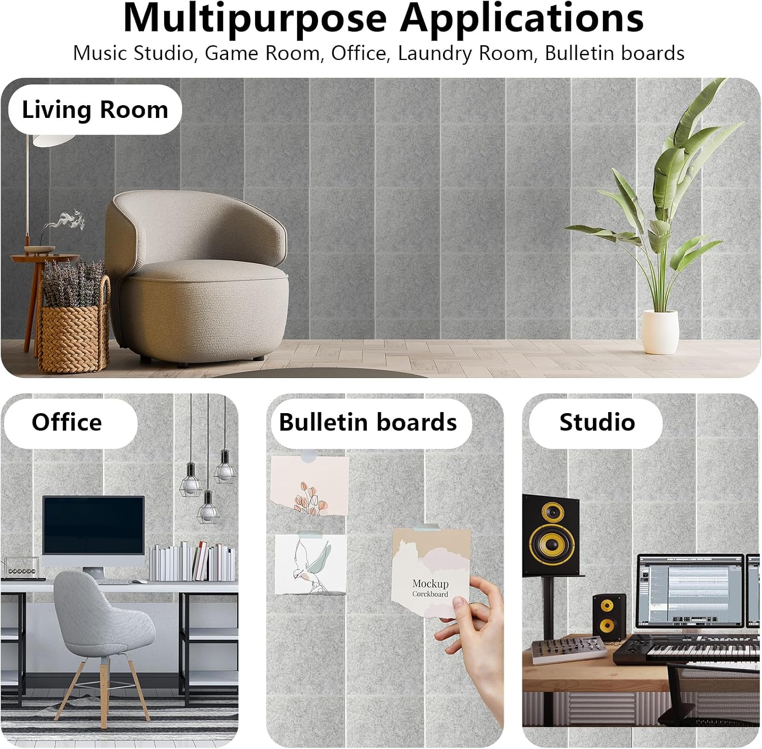 12 Pack Gray Acoustic Wall Panels