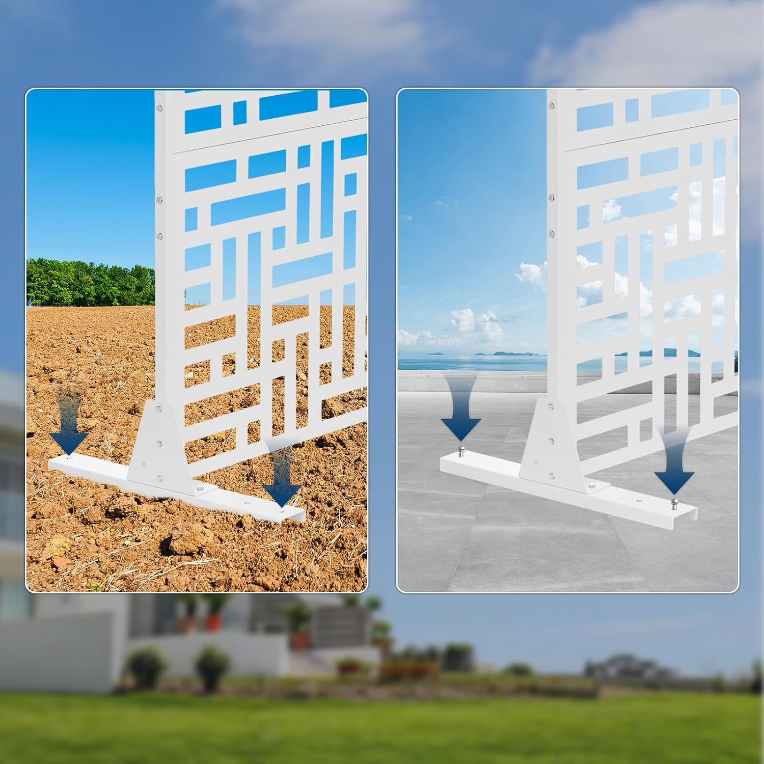 3-Panel Freestanding Metal Privacy Screen