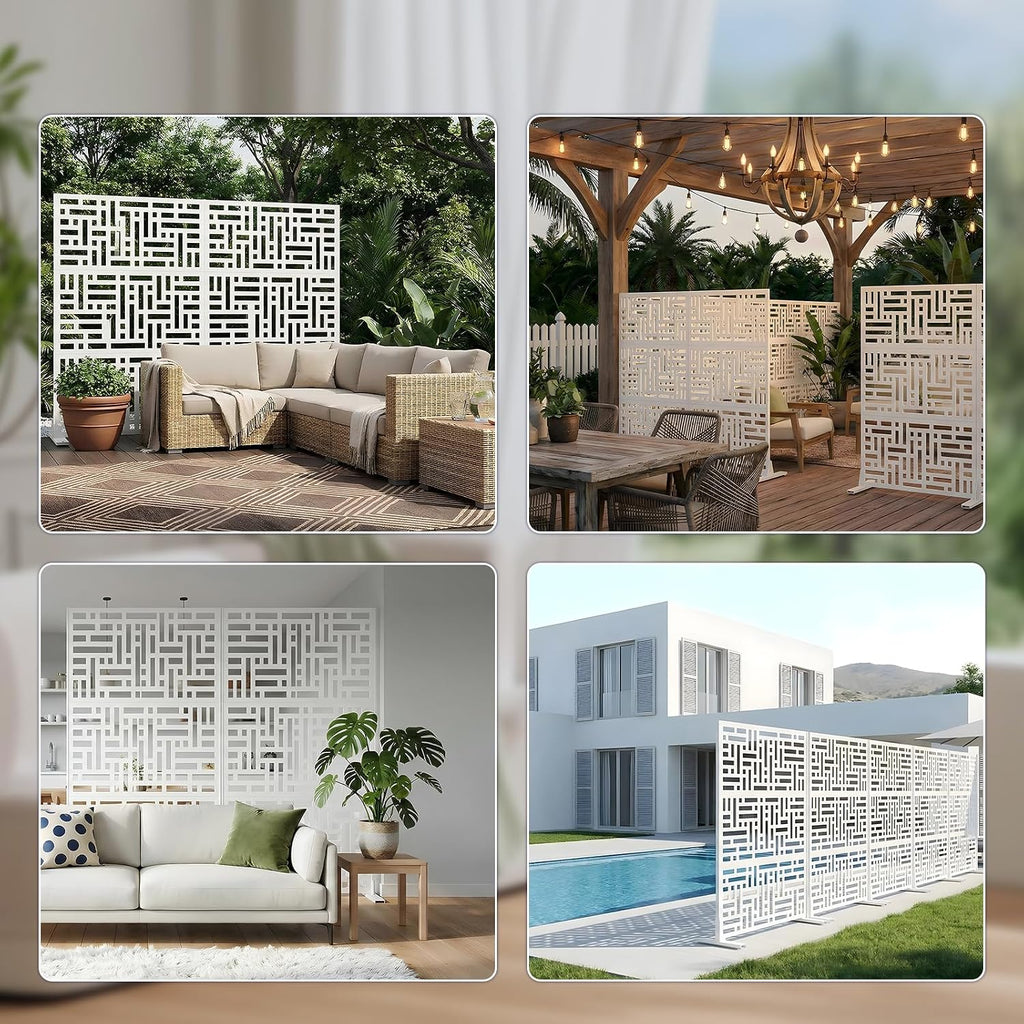 3-Panel Freestanding Metal Privacy Screen