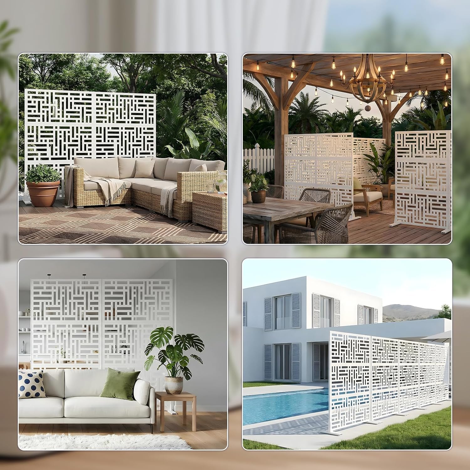 3-Panel Freestanding Metal Privacy Screen