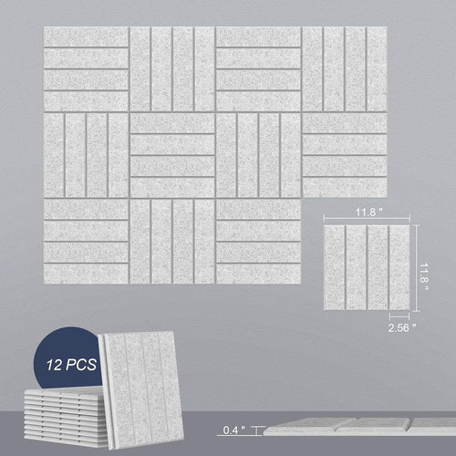 12 Pack Silver Grey Acoustic Panels