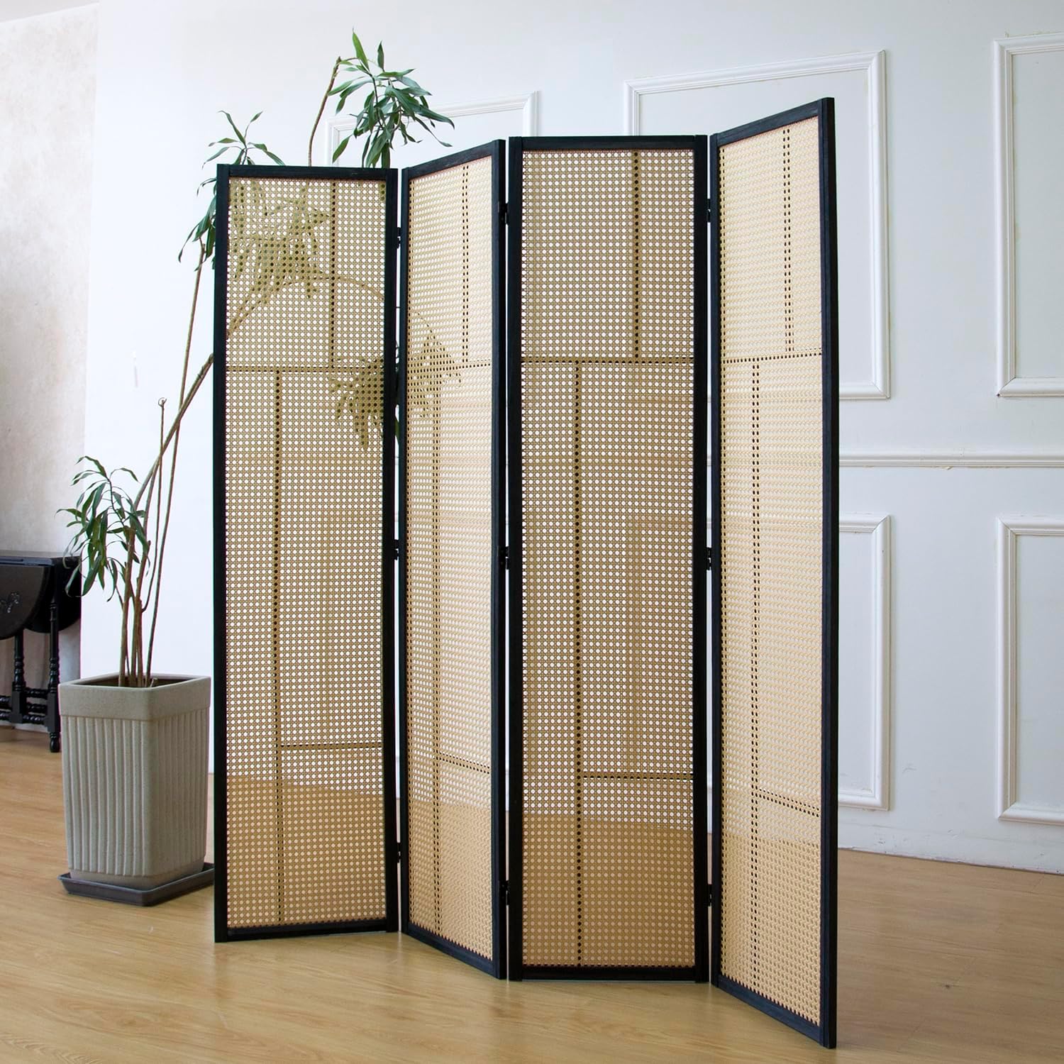 4 Panel Rattan Room Divider