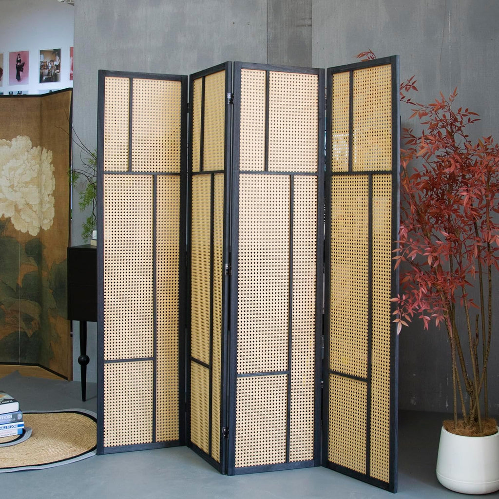 4 Panel Rattan Room Divider