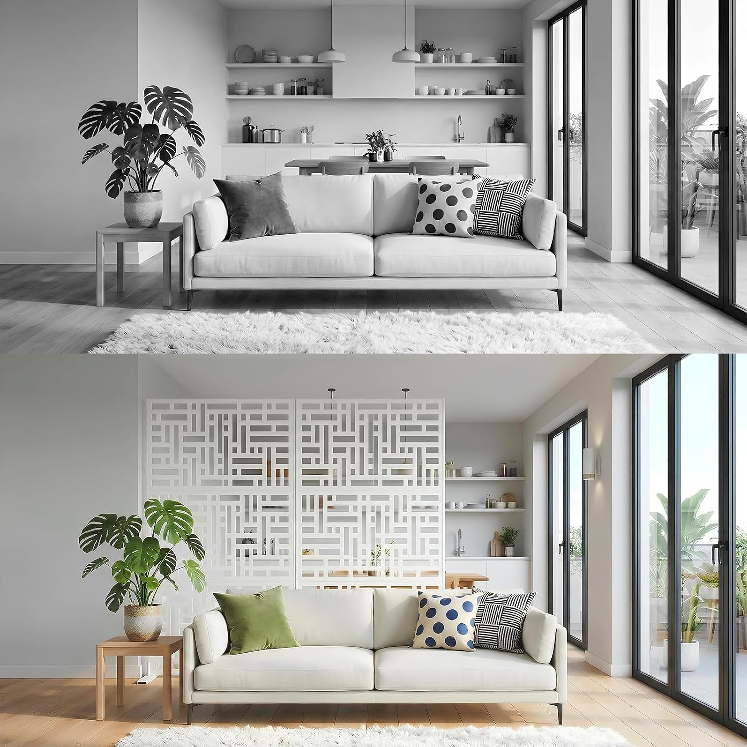 3-Panel Freestanding Metal Privacy Screen