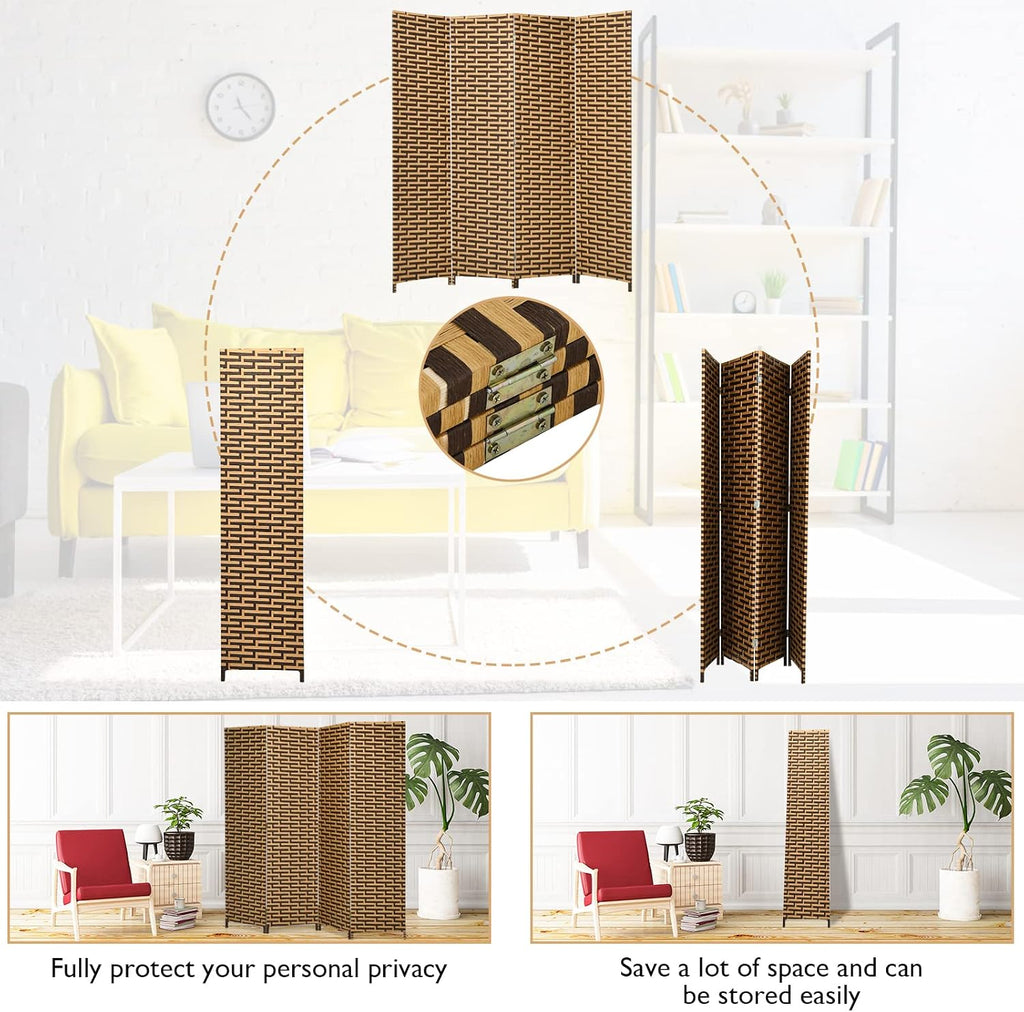 4 Panel Rattan Room Divider