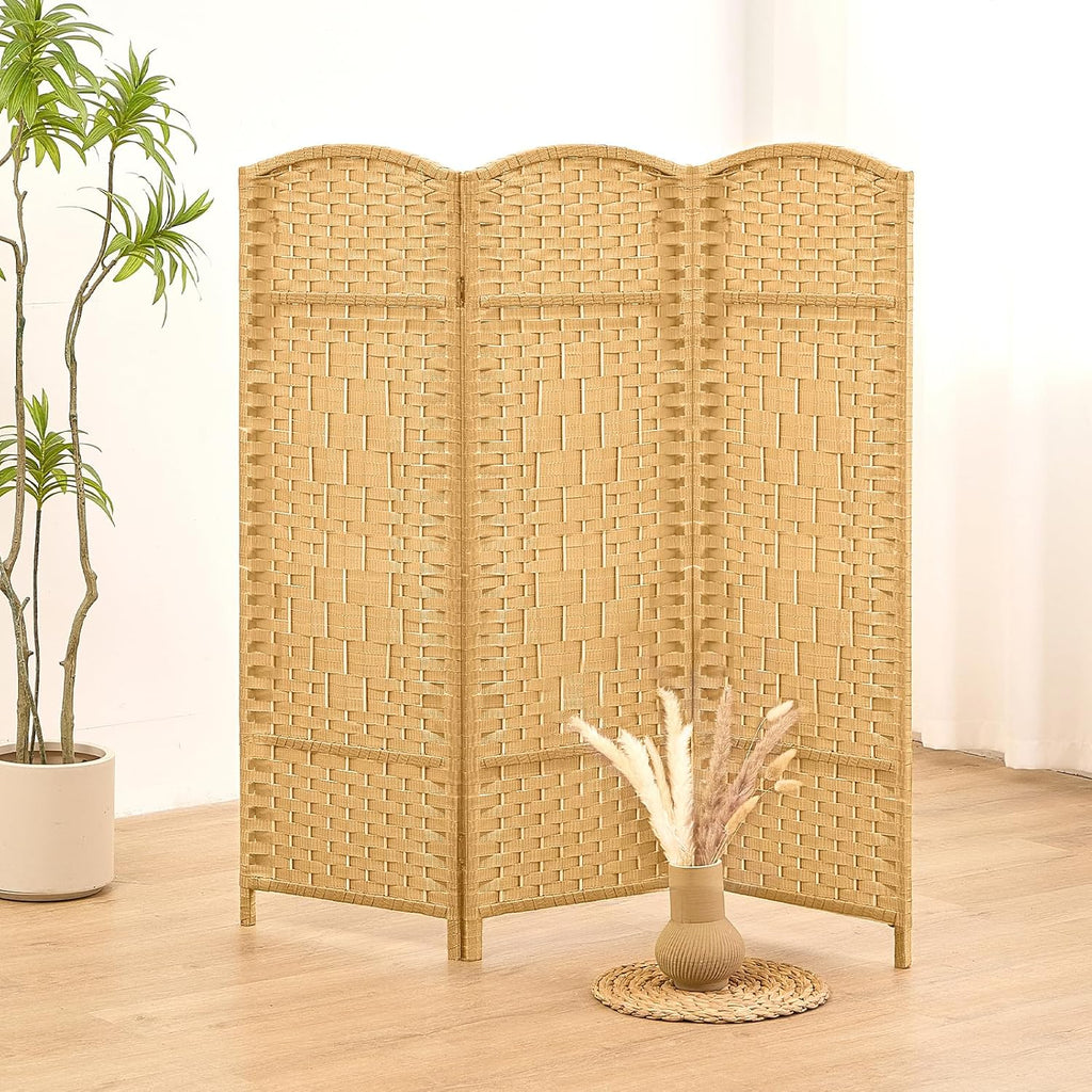 Folding Rattan Style Short Room Divider