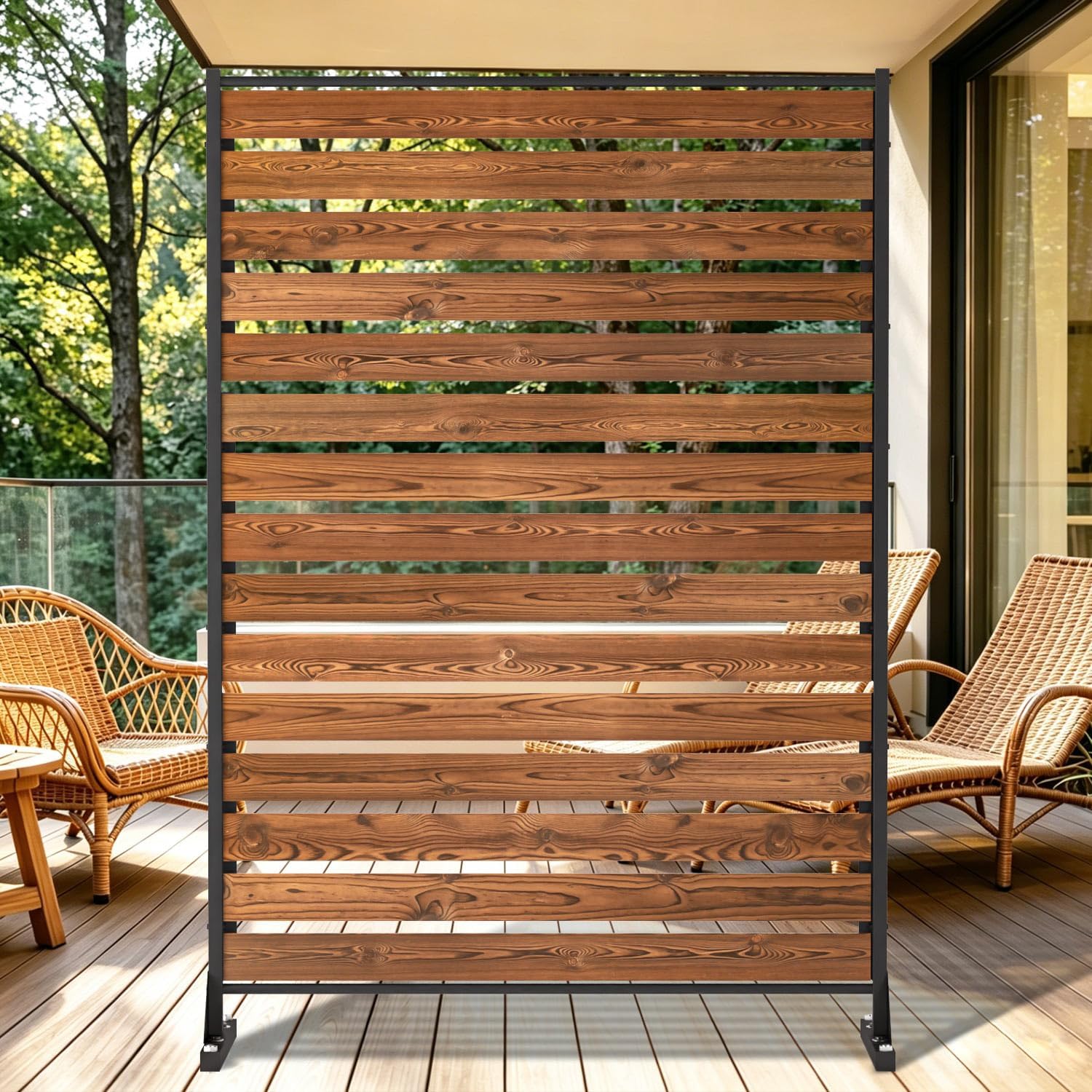 6FT Freestanding Wooden Privacy Screen