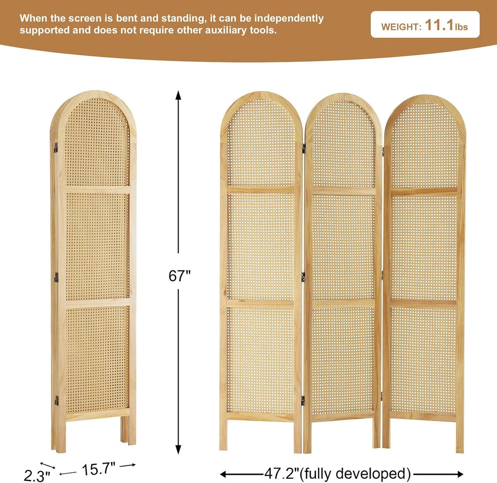 3 Panel Rattan Room Divider
