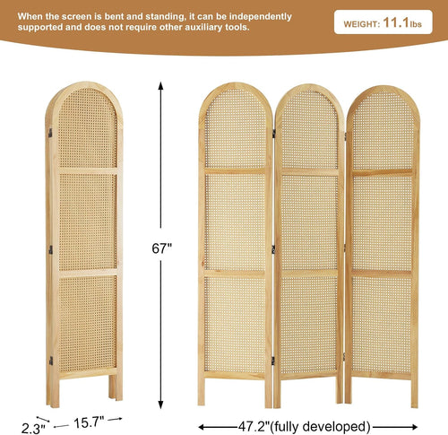 3 Panel Rattan Room Divider