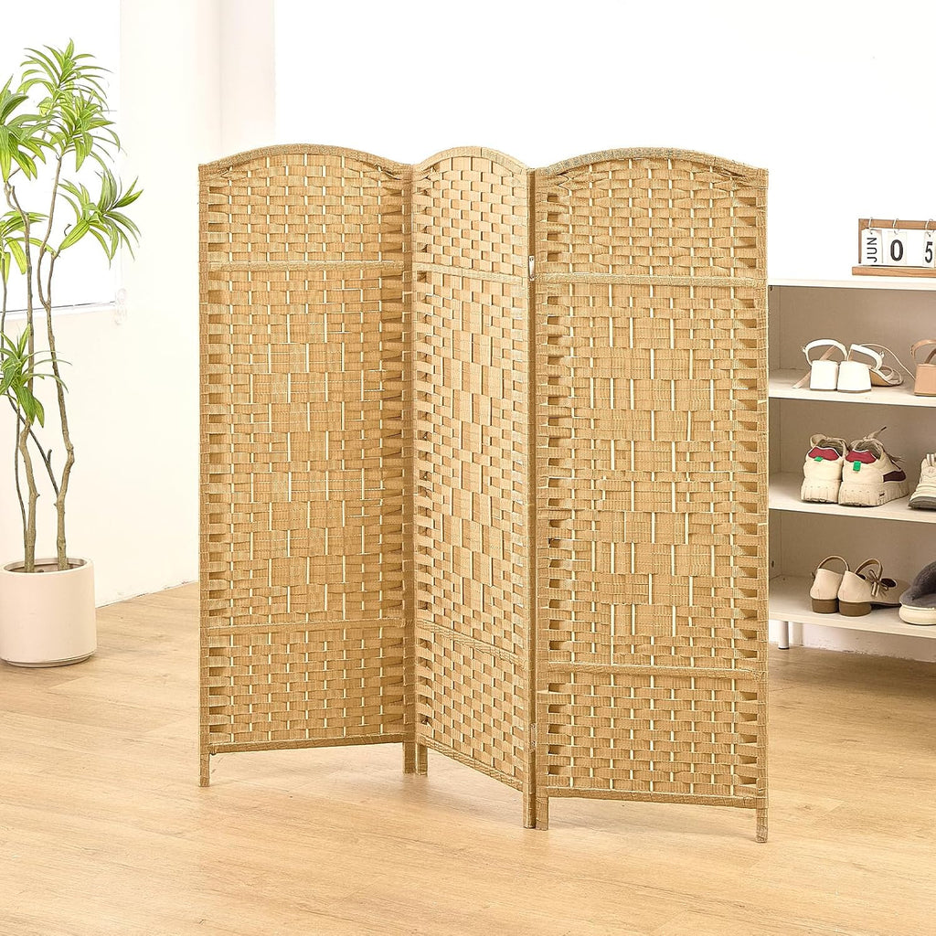 Folding Rattan Style Short Room Divider