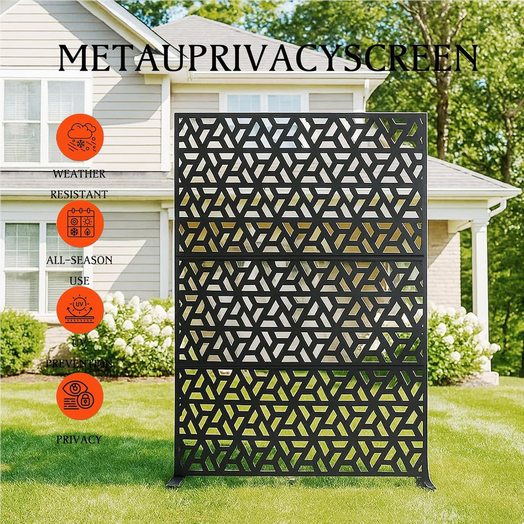 3-Panel Freestanding Metal Privacy Screen