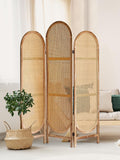 3 Panel Rattan Wooden Room Divider